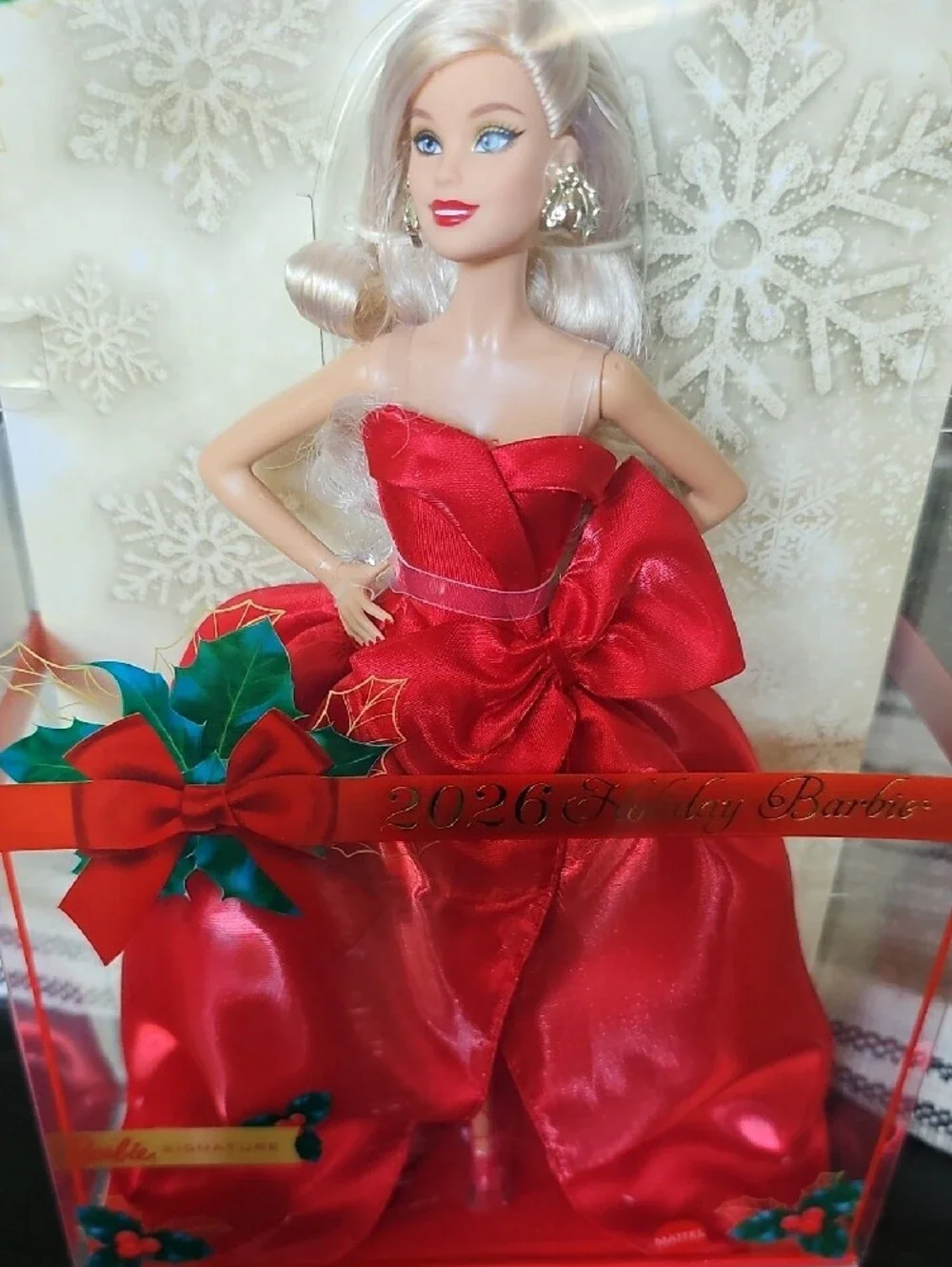 Barbie 2026 Holiday Doll in Red Satin Gown with Bow